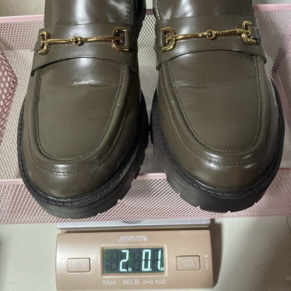 Sam Edelman Womens Penny Loafers Tully Shoes Sz 8.5 Alpine Green Gold Leather - Picture 16 of 16